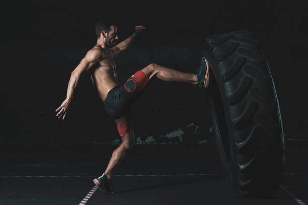 istock a 40 year old man training in a gym. 1350373698