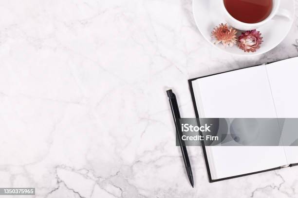Open Empty Book Stock Photo - Download Image Now - Tea - Hot Drink, Book, Copy Space