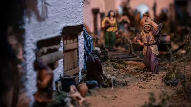 Photo of Typical decorative figures of traditional in Christmas of the portal of Belen.