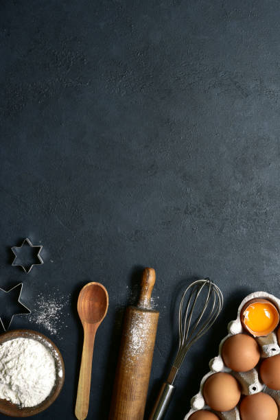 istock Cooking background with ingredients  and props for baking 1350380269