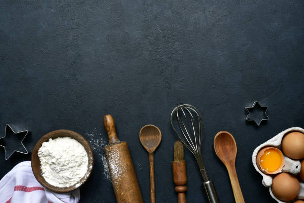 istock Cooking background with ingredients  and props for baking 1350380270