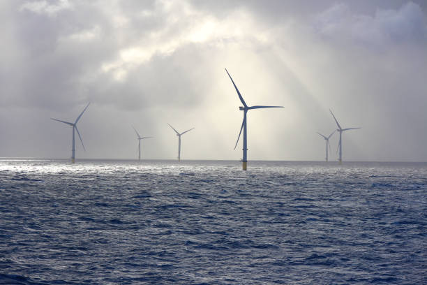 offshore-windpark - sea wind turbine turbine wind stock-fotos und bilder