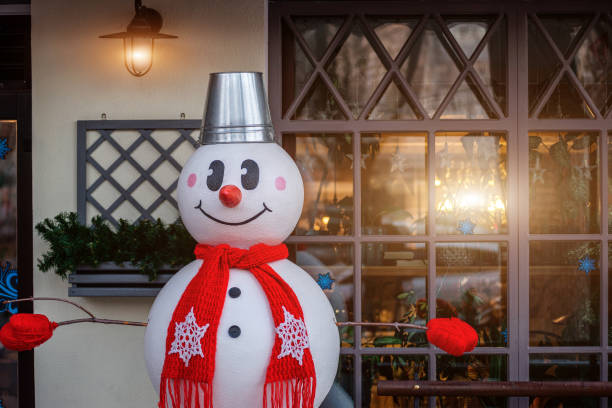 istock Christmas snowman with decoration and lighting. christmas decor 1350387781