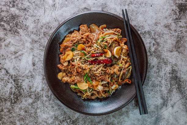 istock Korean food beef marinated bean sprouts stir-fry dish 1350393290