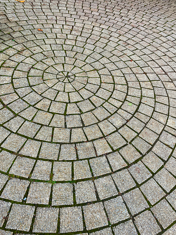 a pavement with square patern texture