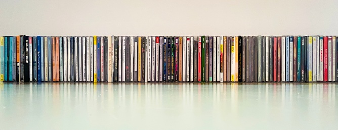 Row of music CDs