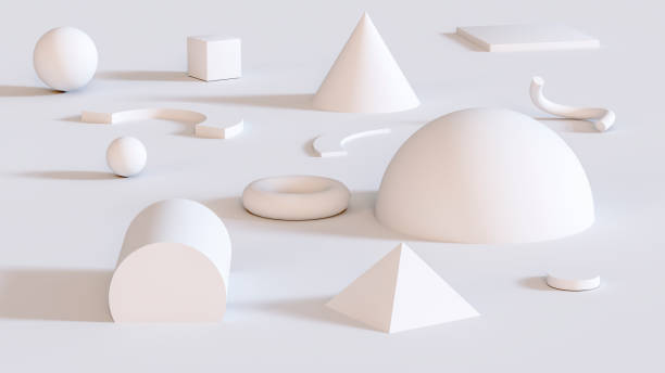 istock White geometric shapes in an abstract composition. Monochrome. For toning. 1350407037