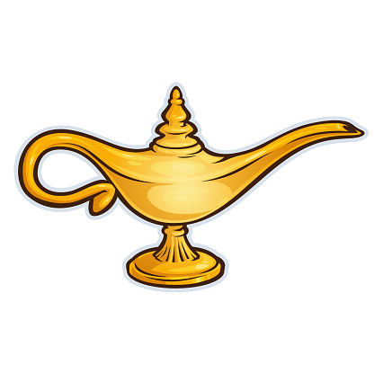 Vector illustration of a magic genie lamp.