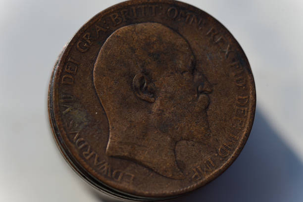 1904 english one penny obverse side - british currency currency nobility financial item - fotografias e filmes do acervo