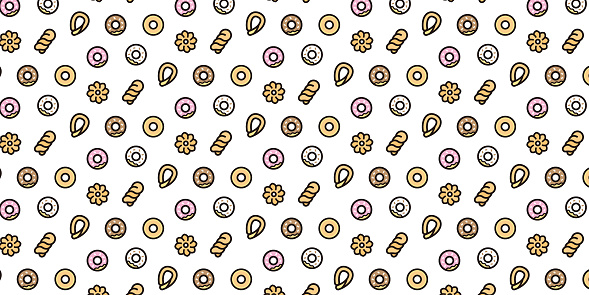 This is a donut icon pattern wallpaper. This is a simple wallpaper set that can be used as a background for website decorations, advertisements, and other digital illustrations.