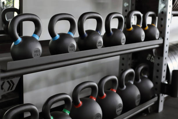 istock Close-up of heavy black kettlebell 1350413142