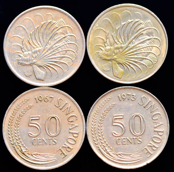 istock 1967 & 1973 Singapore 50 cent coins both sides 1350416098