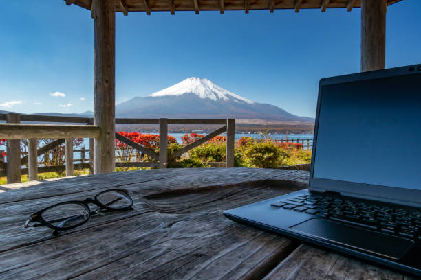istock remote working at the foot of mount Fuji 1350416770