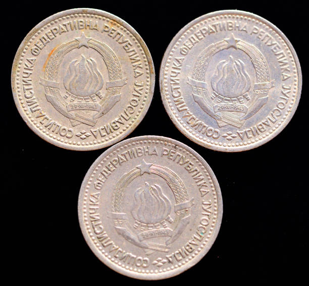 istock 3 Yugoslavian 1965 1 Dinar coins obverse side 1350418378