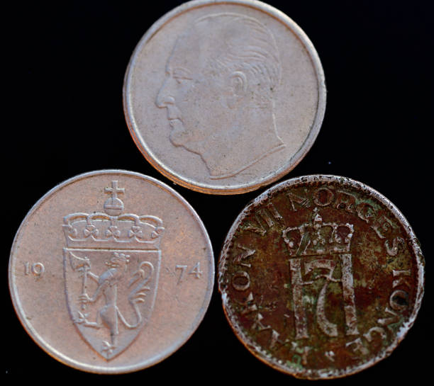 istock Norwegian 50 Ore coins obverse side 1350418977