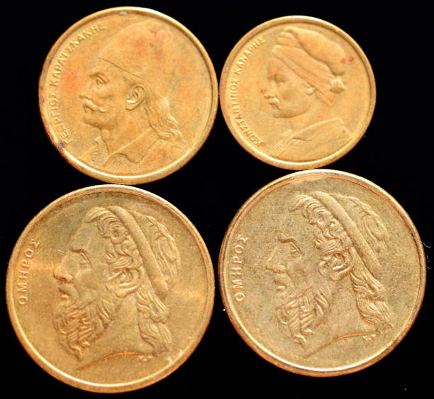istock Collection of Greek coins obverse side 1350420369