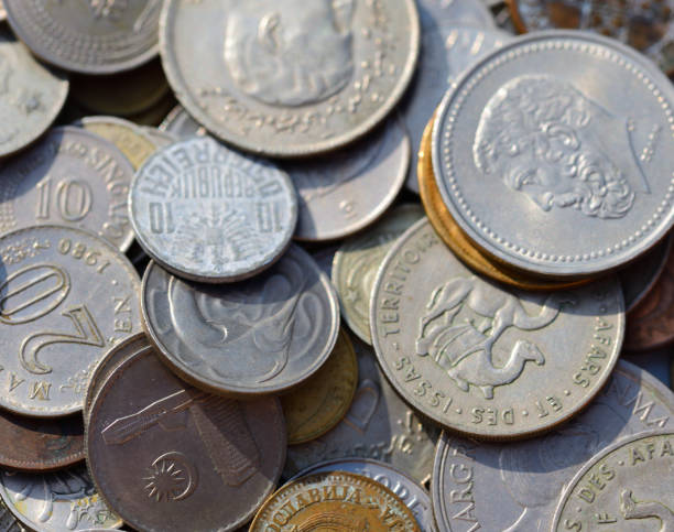istock Collection of various coins from around the world 1350420509