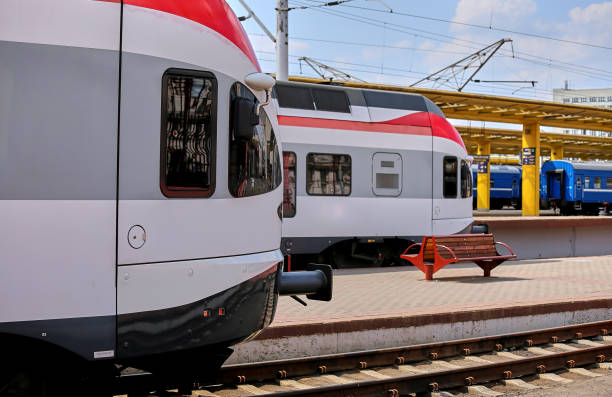 istock a high-speed train is sitting at the station, waiting for passengers. 1350423044