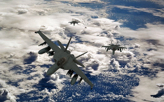 Air to air photograph of a Boeing B-17 Flying Fortress flying above the Gulf of Mexico