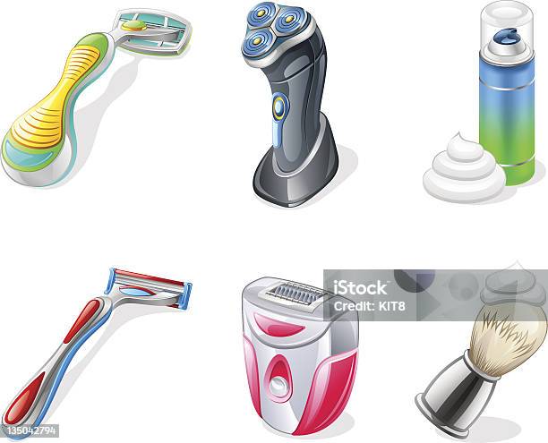 Rasage Lhygiène Alimentaire Rasoir Shaver Epilator De Brosse Crème Vecteurs libres de droits et plus d'images vectorielles de Rasoir électrique