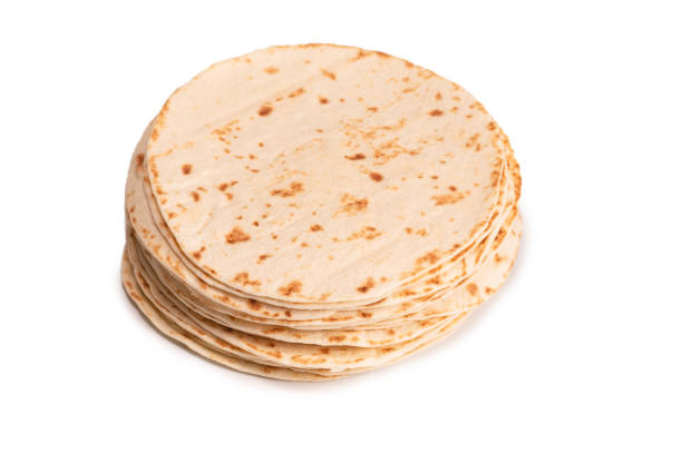 istock Grilled pitta bread isolated on white background. 1350428551