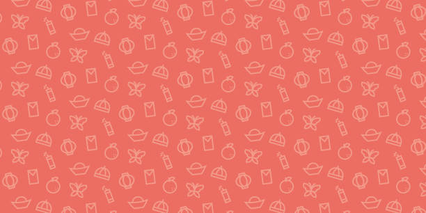 Chinese new year icon icon pattern background for website or wrapping paper (Red background version) This is a chinese new year icon pattern wallpaper. This is a simple wallpaper set that can be used as a background for website decorations, advertisements, and other digital illustrations. mandarin chinese new year stock illustrations
