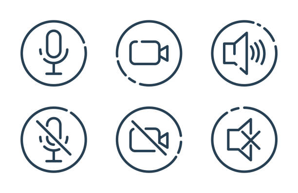 illustrations, cliparts, dessins animés et icônes de icônes de base pour la vidéoconférence, le webinaire et le chat vidéo - symbol education computer icon icon set