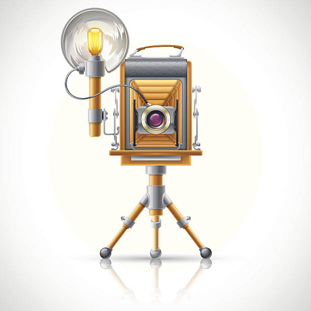 Detailed old camera isolated on a white background.