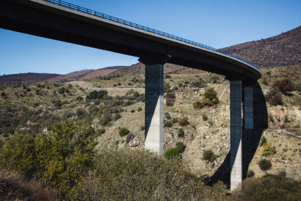 istock Viaduct infrastructure over valley in the mountains. Selective focus. 1350443461