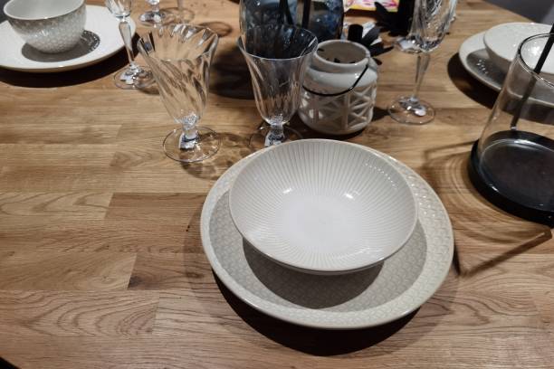 istock set table with plate and place mat for dinner 1350443510