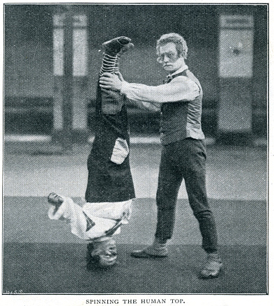 Two men performers from a travelling circus / carnival in the 19th century
