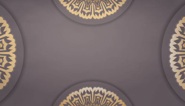 istock Brown banner template with vintage gold ornaments and text space 1350447774