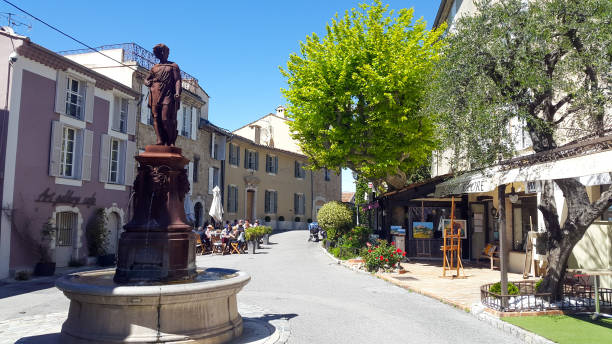 Town square of Mougins, France stock photo