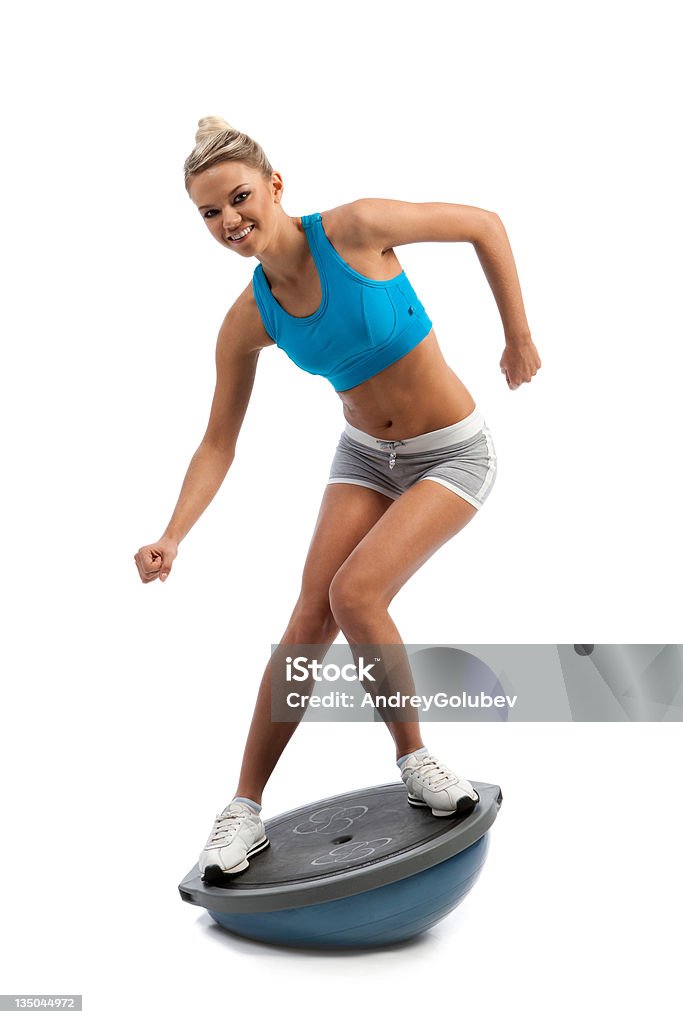 sports young girl a young girl and a simulator "Bosu" Active Lifestyle Stock Photo