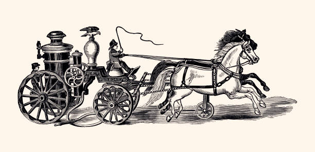 illustrazioni stock, clip art, cartoni animati e icone di tendenza di carrello dei vigili del fuoco (xxxl) - tobacco wagon