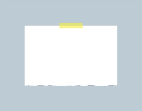 Piece of torn paper with sticky tape. Vector template design. Blank paper sheet mockup. Vector sheet of white paper with adhesive tape.