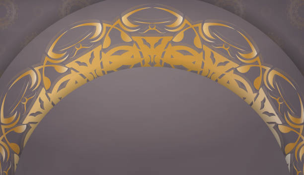 istock Background in brown color with abstract gold ornament for design under the text 1350454733