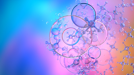 Estructura nano molecular abstracta. Agua esferas 3D photo