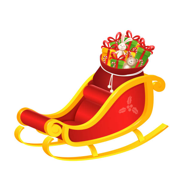 istock Santa Claus sleigh with gifts bag - isolated 1350458678