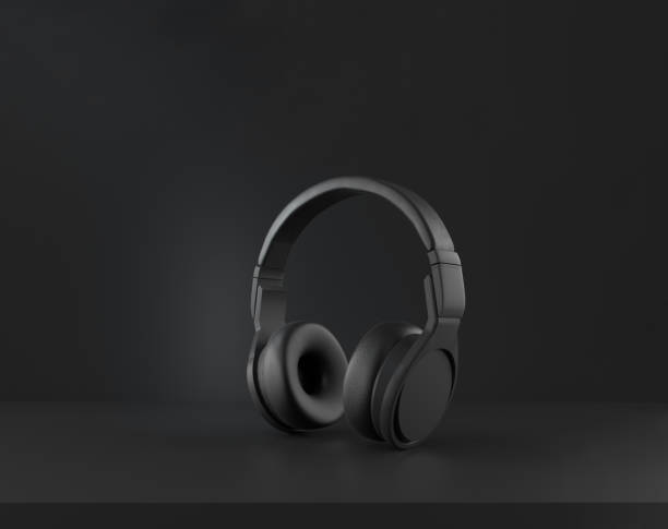 istock Headphones on black background. 1350458808