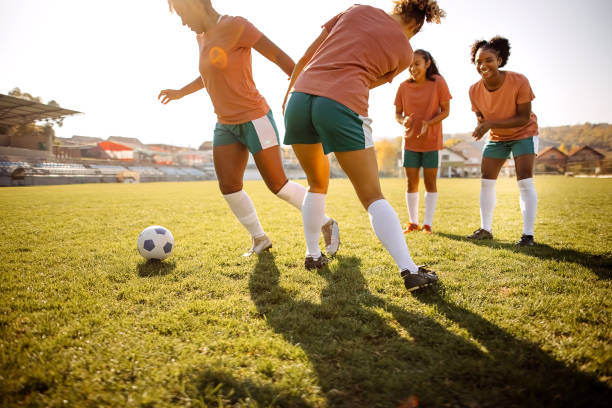 istock Rivalry on a woman's soccer match 1350461603
