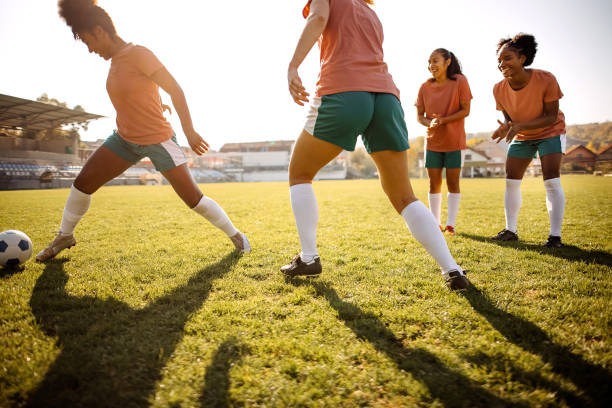 istock Rivalry on a woman's soccer match 1350461604