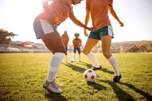 istock Rivalry on a woman's soccer match 1350461659