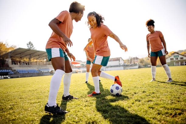 istock Rivalry on a woman's soccer match 1350461714
