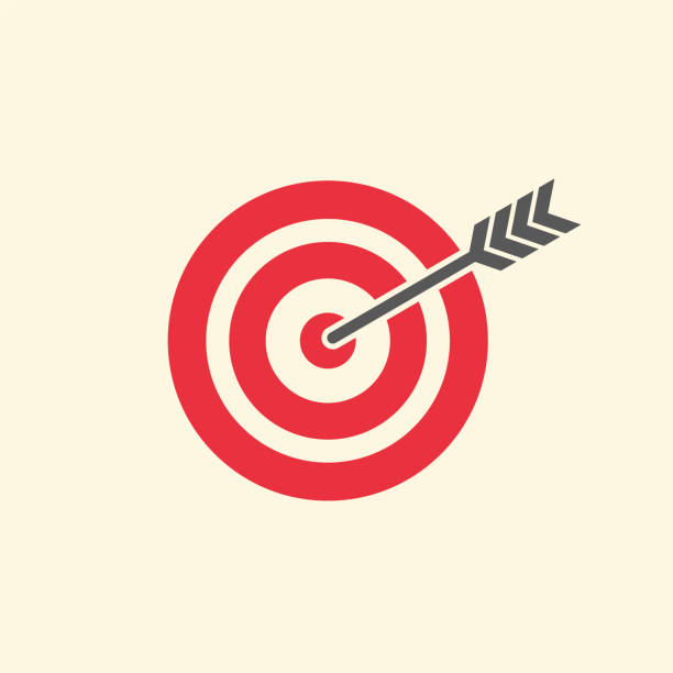 Arrow pointing flat icon Arrow pointing flat icon. Vector illustration archery target group of objects target sport stock illustrations