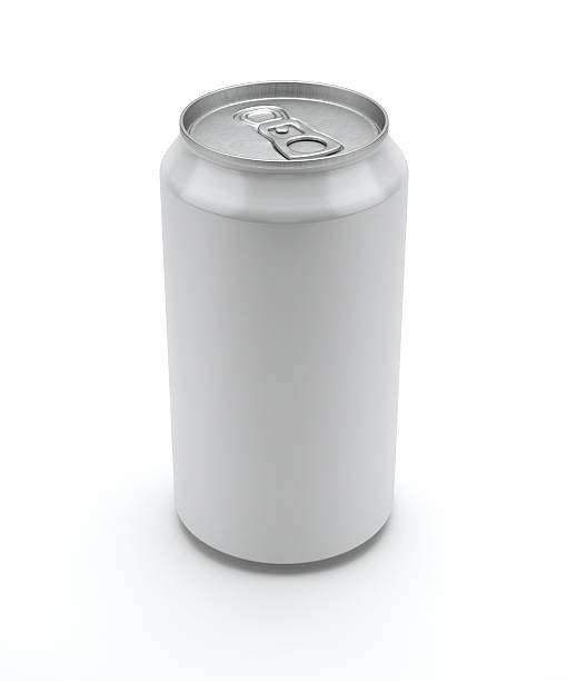 Label-less soda can standing unopened on a white background Nameless, Brandless, Aluminum can. drink can photos stock pictures, royalty-free photos & images