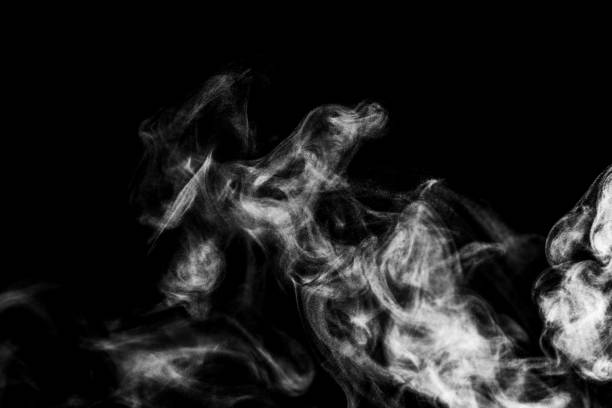 istock White steam smoke with black background for overlay 1350472837