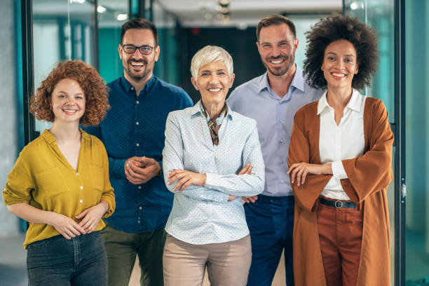 business team portrait - business casual ethnic multi ethnic group imagens e fotografias de stock