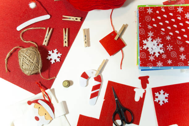 istock Carving for Christmas from red felt crafts on the tree 1350479722