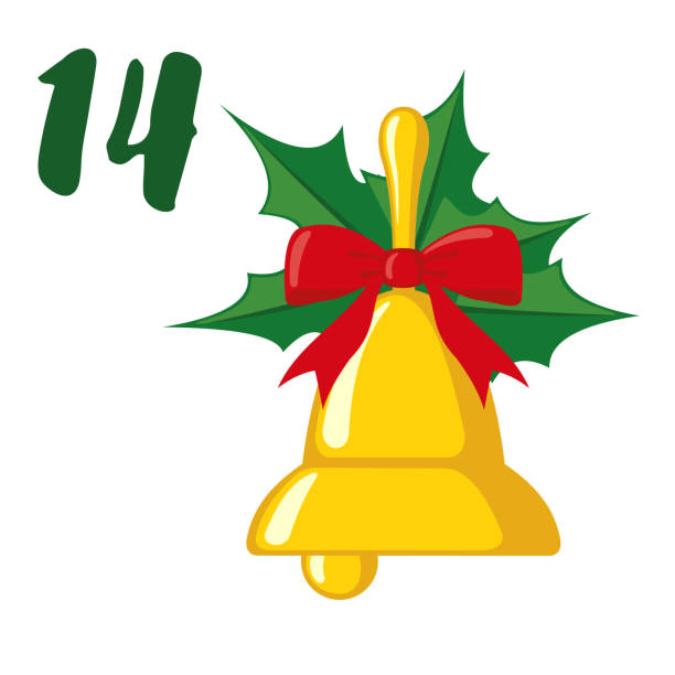 ilustraciones, imágenes clip art, dibujos animados e iconos de stock de plantilla de calendario de adviento de navidad en estilo plano. - advent calendar christmas number number 14